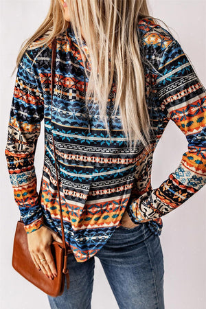 Never Be Dull Patterned Cowl Neck Hoodie - MXSTUDIO.COM