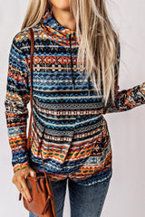 Never Be Dull Patterned Cowl Neck Hoodie - MXSTUDIO.COM