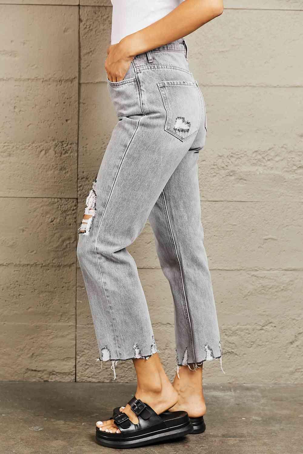 Never Be Ordinary Ripped Cropped Jeans - MXSTUDIO.COM