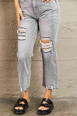 Never Be Ordinary Ripped Cropped Jeans - MXSTUDIO.COM