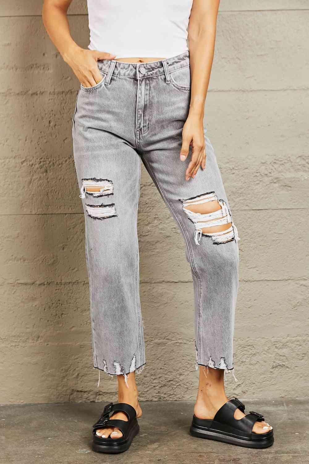 Never Be Ordinary Ripped Cropped Jeans - MXSTUDIO.COM