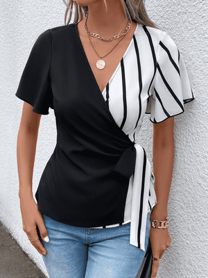 Never Be Ordinary Tie Waist Wrap Blouse - MXSTUDIO.COM