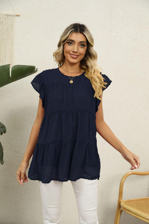 New Day New Hope Swiss Dot Tiered Blouse - MXSTUDIO.COM