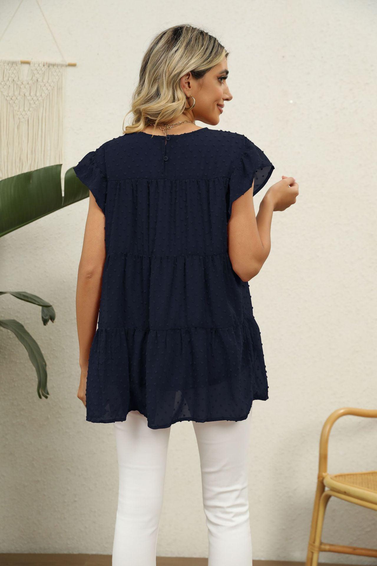 New Day New Hope Swiss Dot Tiered Blouse - MXSTUDIO.COM