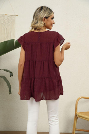 New Day New Hope Swiss Dot Tiered Blouse - MXSTUDIO.COM