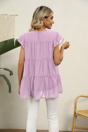 New Day New Hope Swiss Dot Tiered Blouse - MXSTUDIO.COM