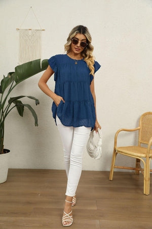 New Day New Hope Swiss Dot Tiered Blouse - MXSTUDIO.COM