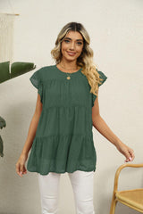 New Day New Hope Swiss Dot Tiered Blouse - MXSTUDIO.COM