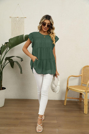 New Day New Hope Swiss Dot Tiered Blouse - MXSTUDIO.COM