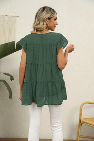 New Day New Hope Swiss Dot Tiered Blouse - MXSTUDIO.COM