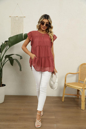 New Day New Hope Swiss Dot Tiered Blouse - MXSTUDIO.COM