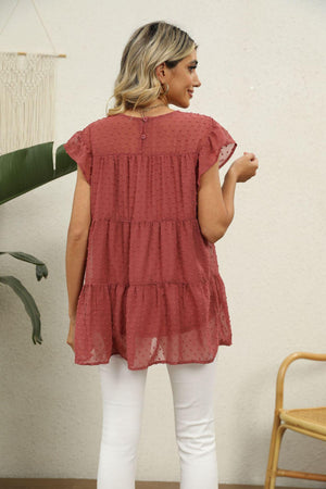 New Day New Hope Swiss Dot Tiered Blouse - MXSTUDIO.COM