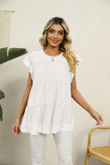 New Day New Hope Swiss Dot Tiered Blouse - MXSTUDIO.COM