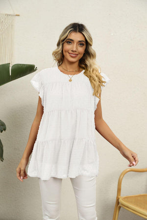 New Day New Hope Swiss Dot Tiered Blouse - MXSTUDIO.COM