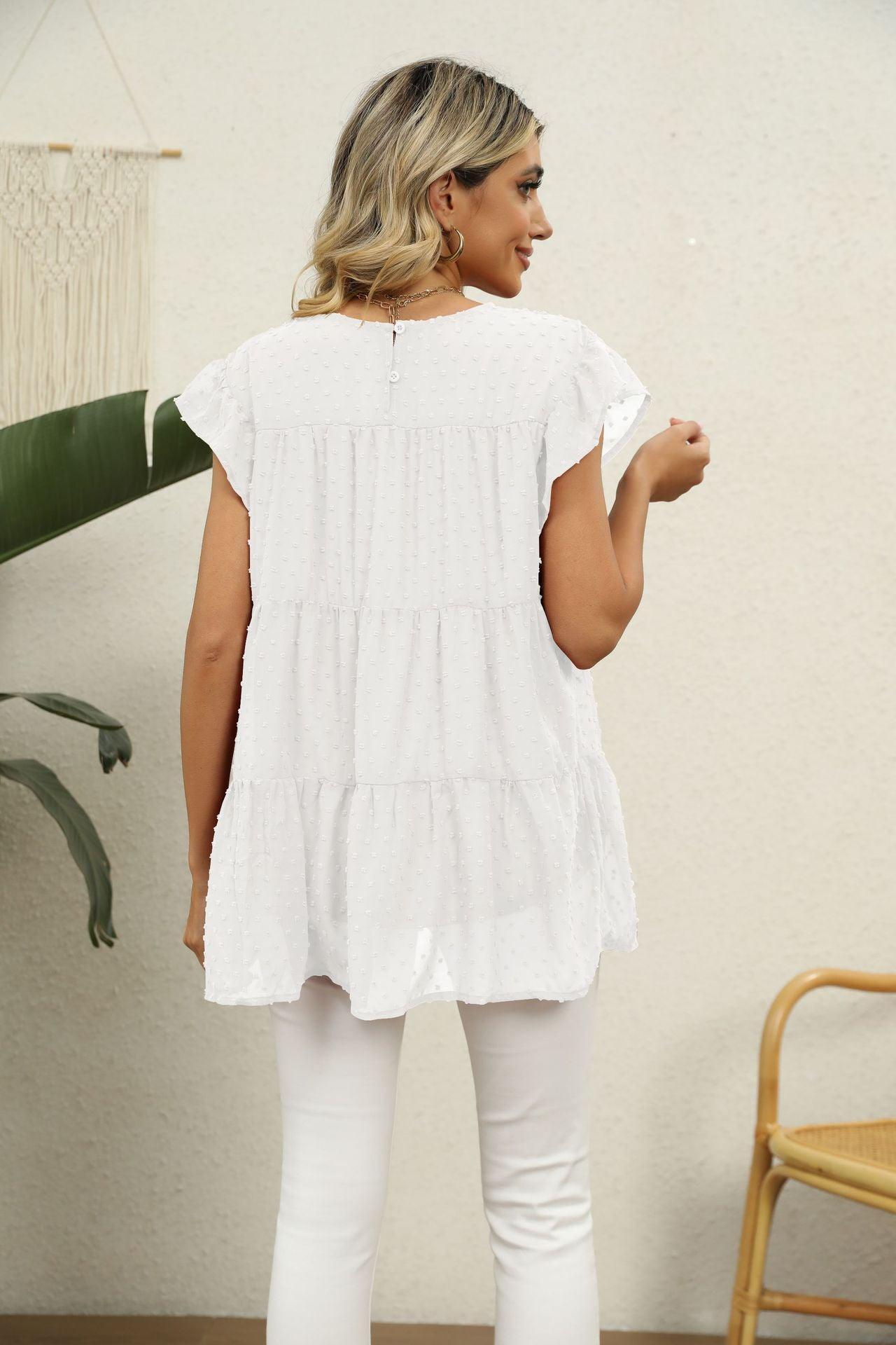 New Day New Hope Swiss Dot Tiered Blouse - MXSTUDIO.COM