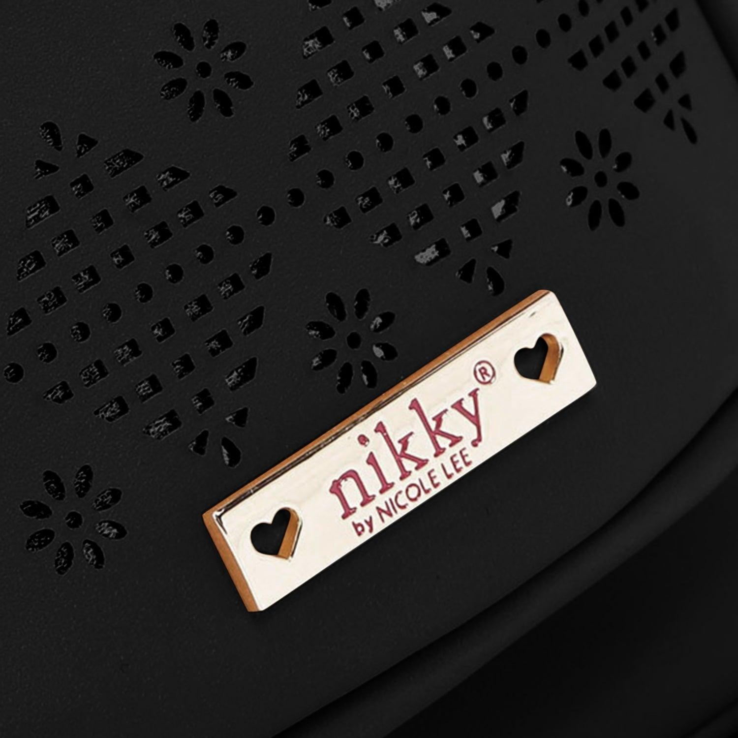 a close up of a black speaker with a label on it