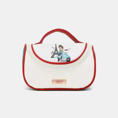 a small purse with a picture of a woman on it