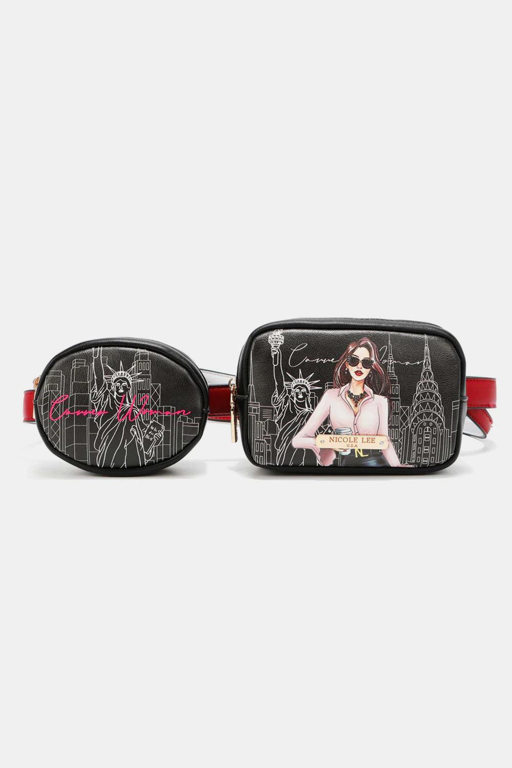 a fanny bag with a picture of a woman on it