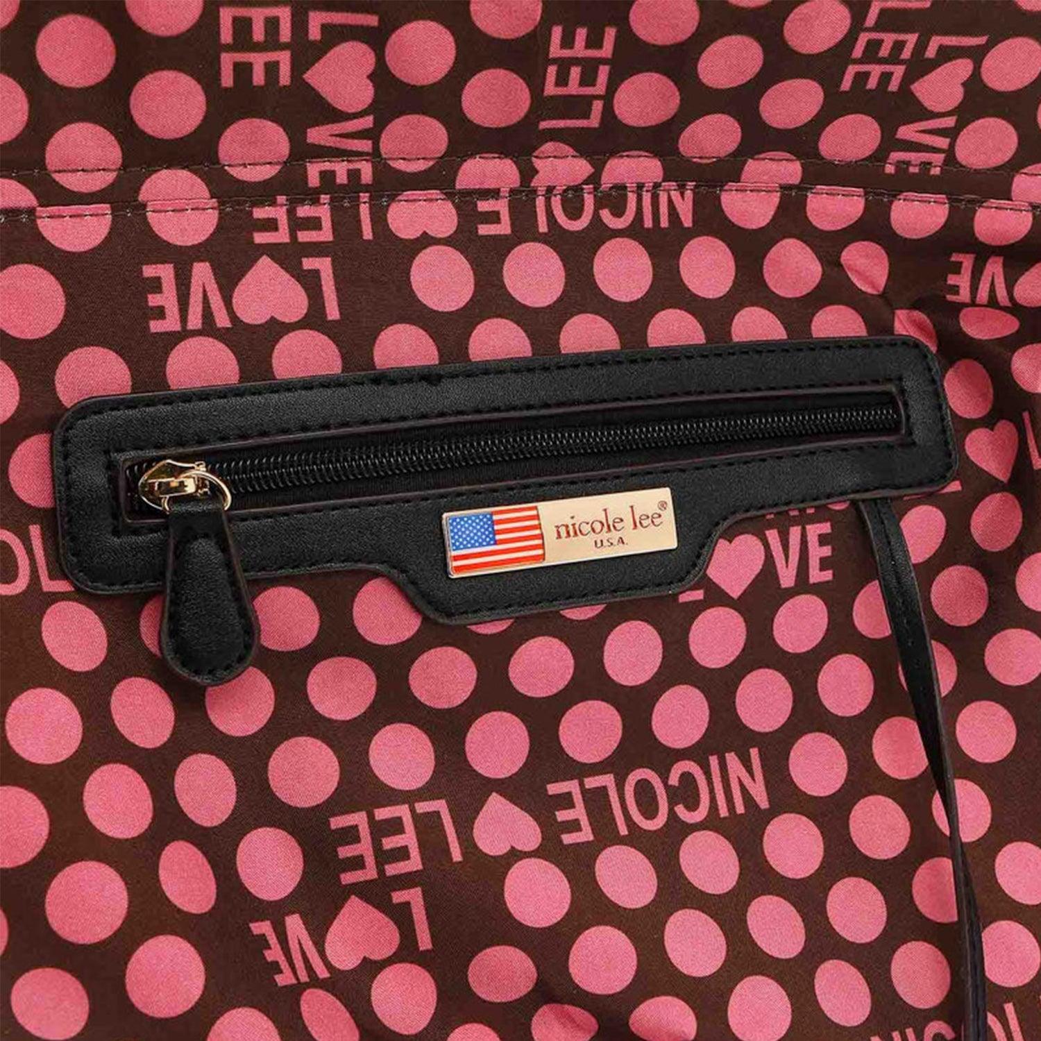 a close up of a purse with a tag on it