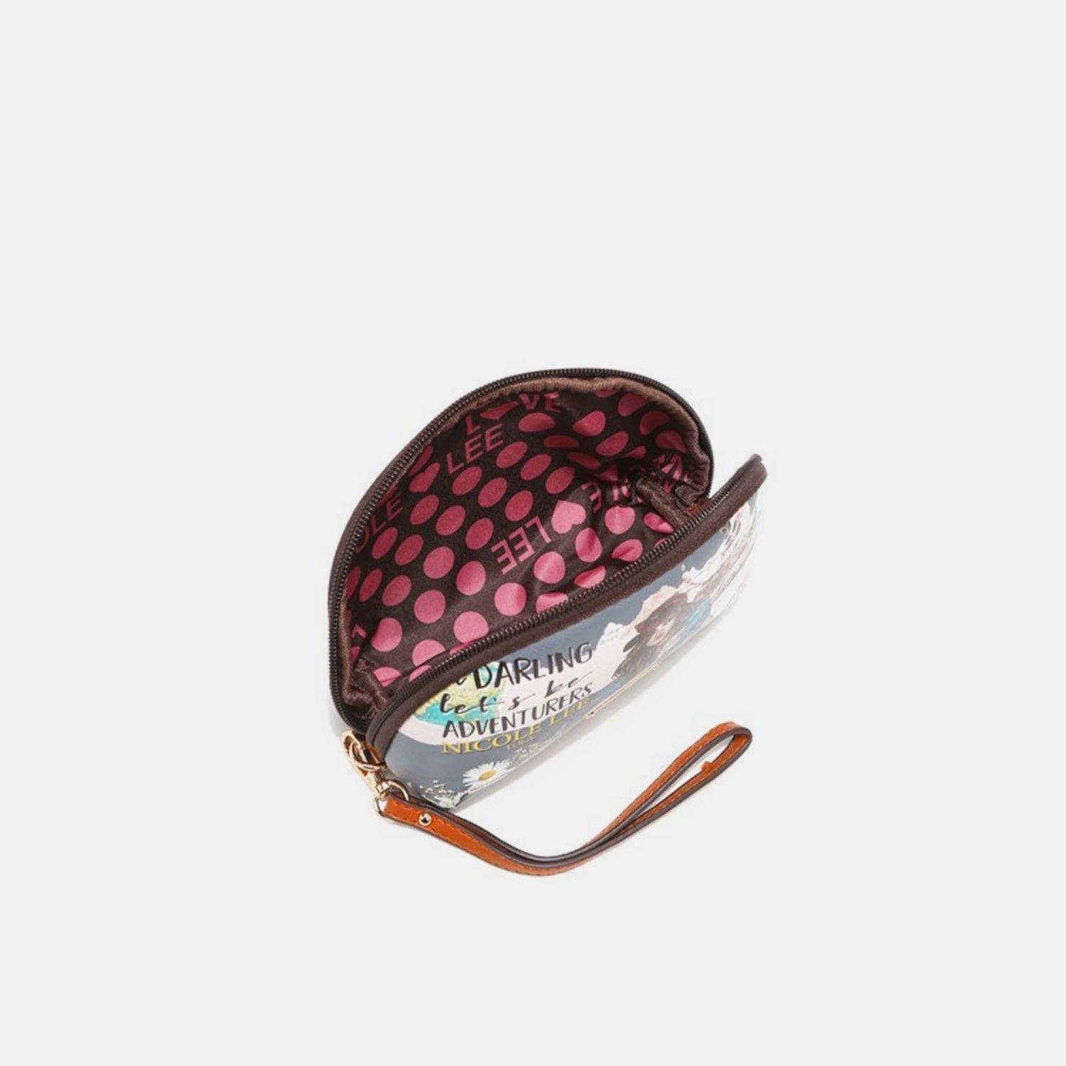 a small purse with a polka dot pattern