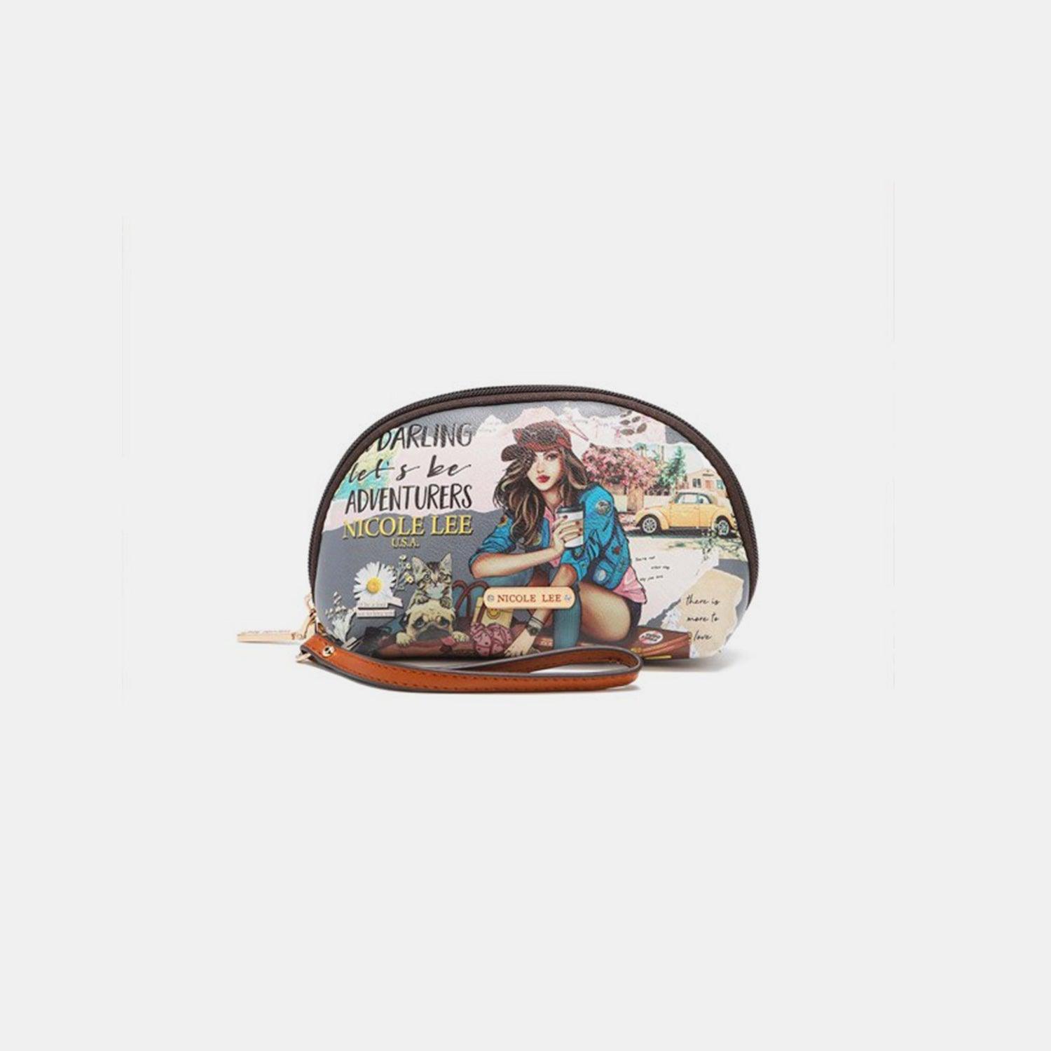a purse with a picture of a girl on it