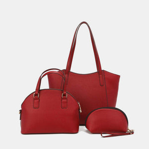a red purse and a red handbag on a white background