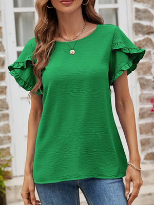 No Bad Days Textured Petal Sleeve Blouse - MXSTUDIO.COM