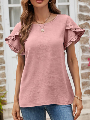 No Bad Days Textured Petal Sleeve Blouse - MXSTUDIO.COM