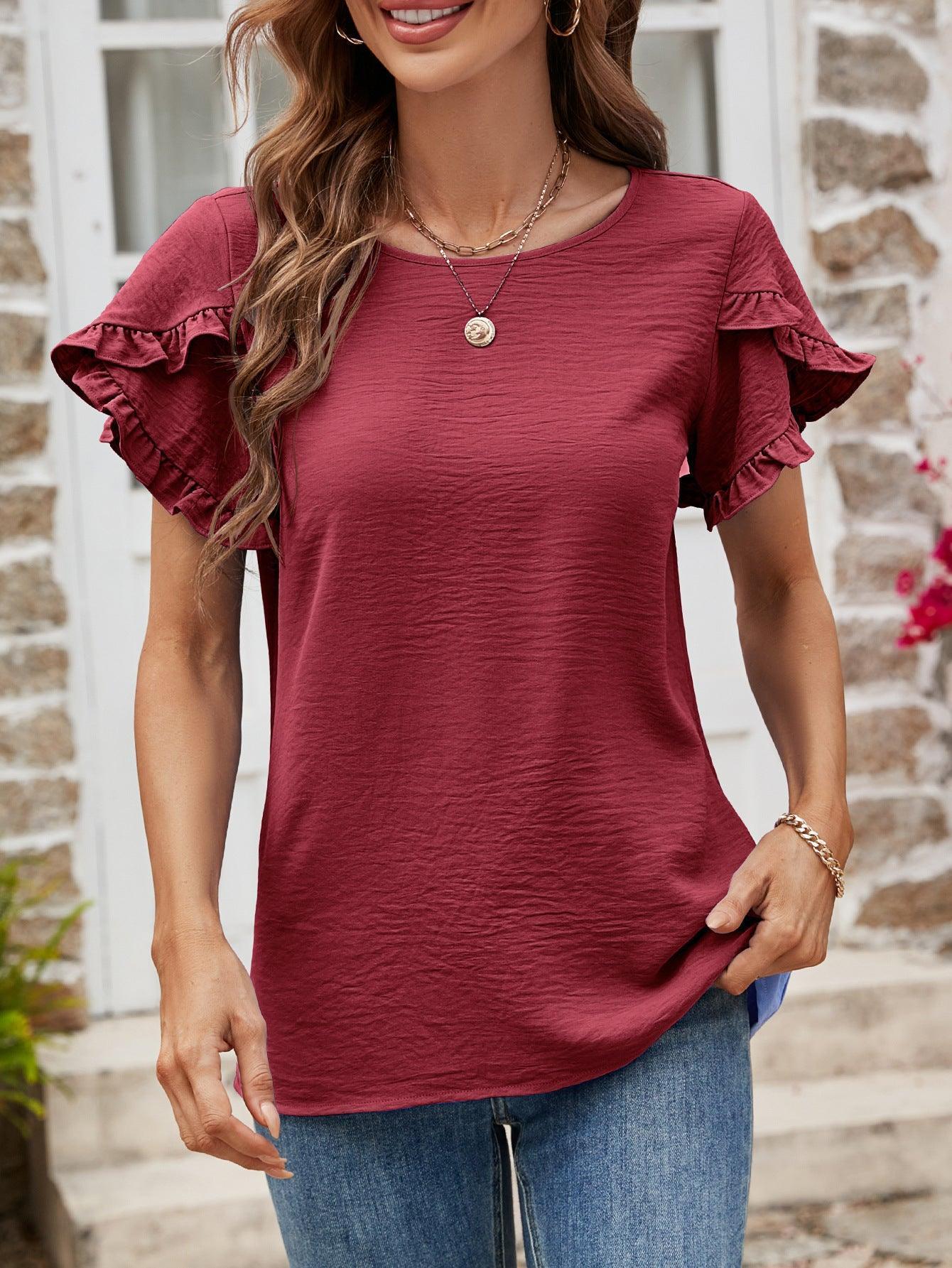 No Bad Days Textured Petal Sleeve Blouse - MXSTUDIO.COM