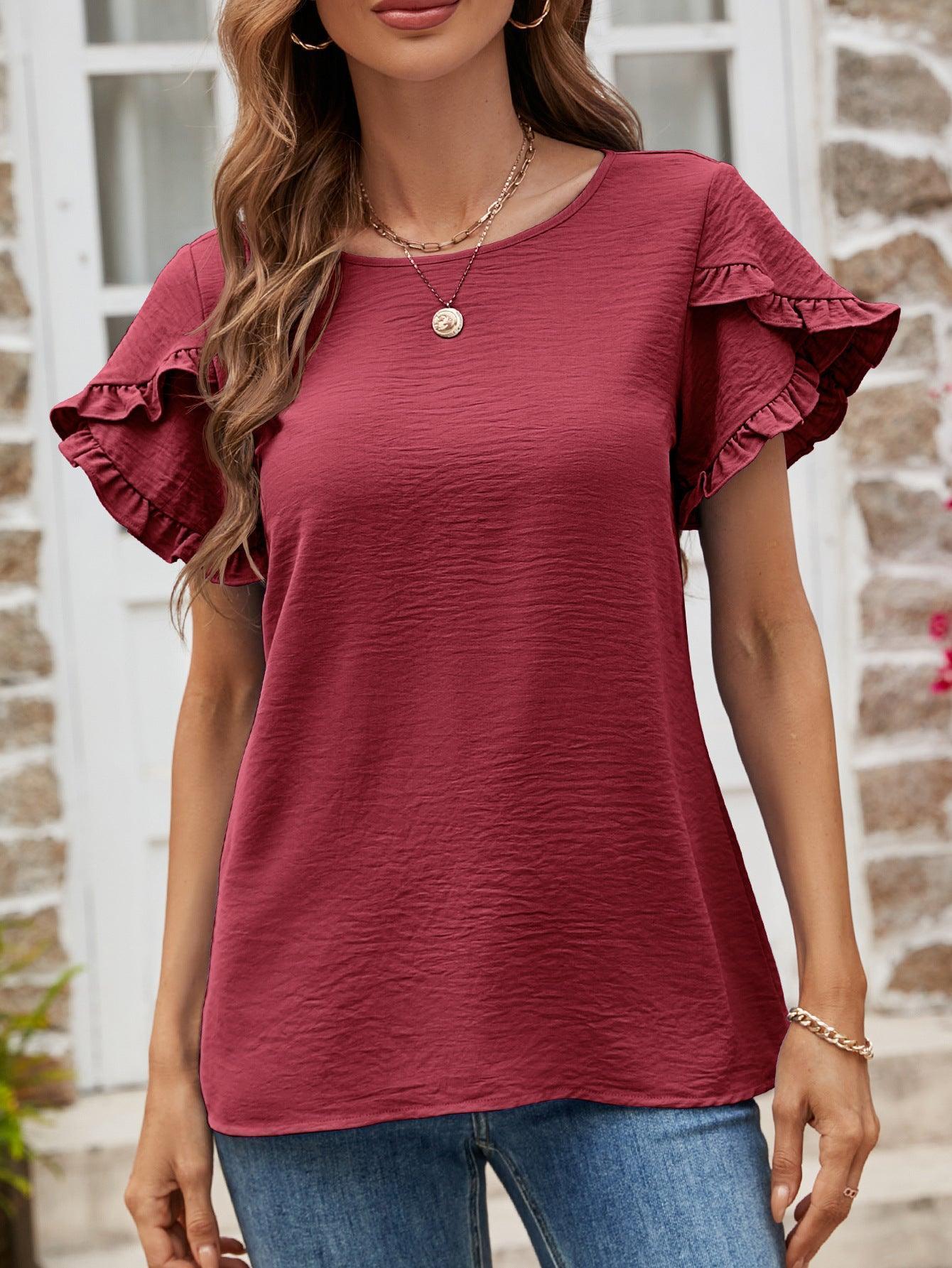 No Bad Days Textured Petal Sleeve Blouse - MXSTUDIO.COM