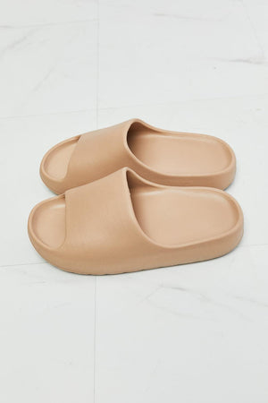 Nook Joi My Happy Place Beige Open Toe Slides - MXSTUDIO.COM