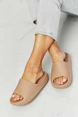 Nook Joi My Happy Place Beige Open Toe Slides - MXSTUDIO.COM