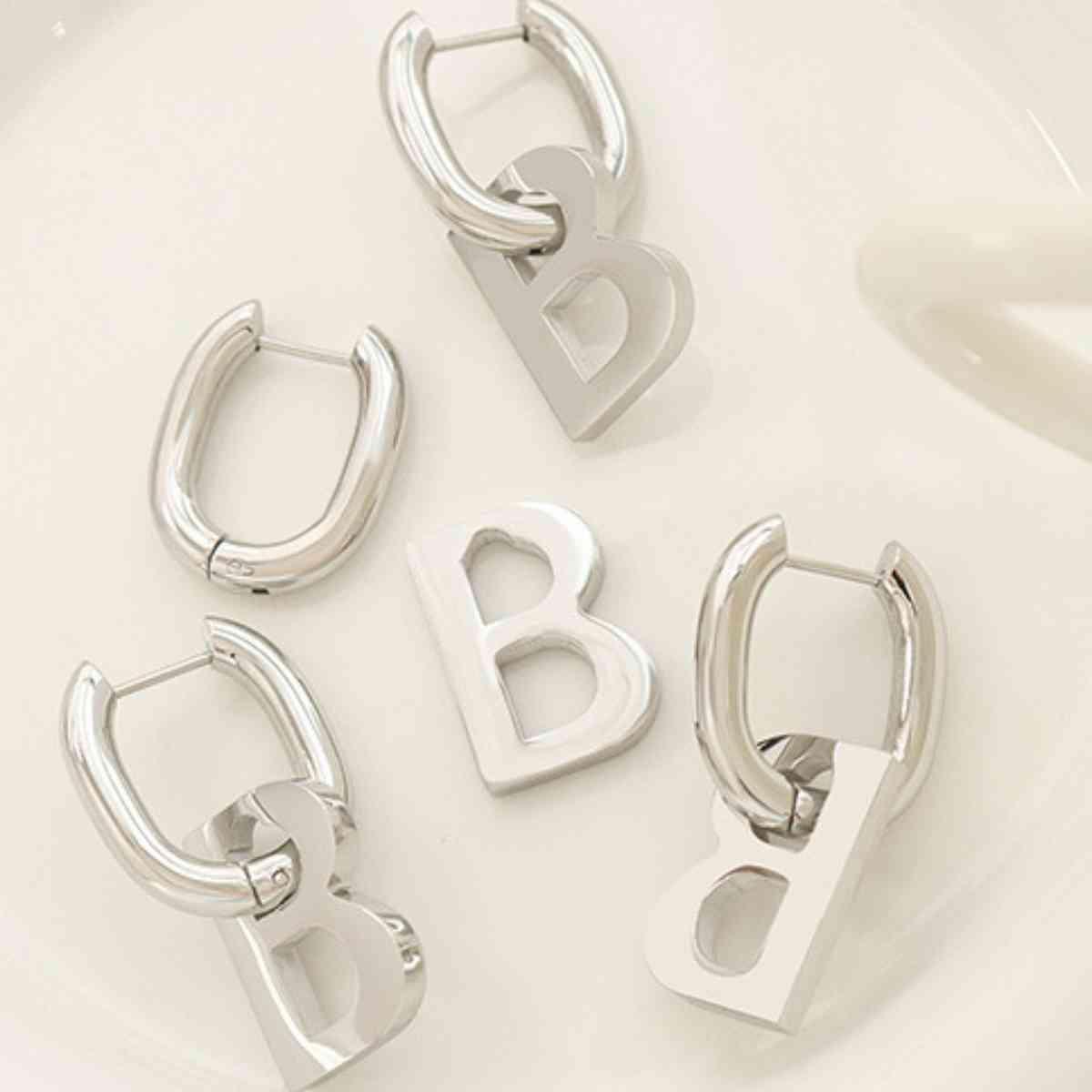 Noteworthy Titanium Steel Letter B Earrings-MXSTUDIO.COM