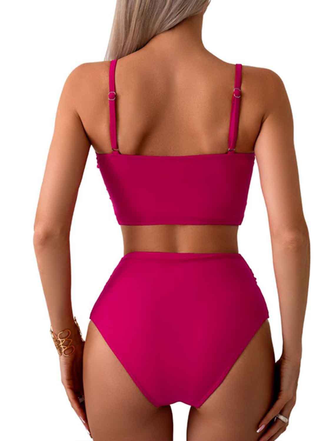 a woman in a pink bikini top and panties