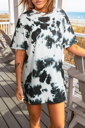 Off The Grid Short Sleeve Tie Dye Tunic - MXSTUDIO.COM