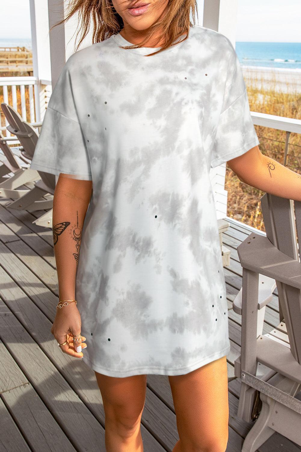 Off The Grid Short Sleeve Tie Dye Tunic - MXSTUDIO.COM