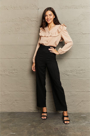 Office Girl Long Sleeve Ruffle Blouse - MXSTUDIO.COM