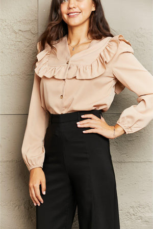 Office Girl Long Sleeve Ruffle Blouse - MXSTUDIO.COM