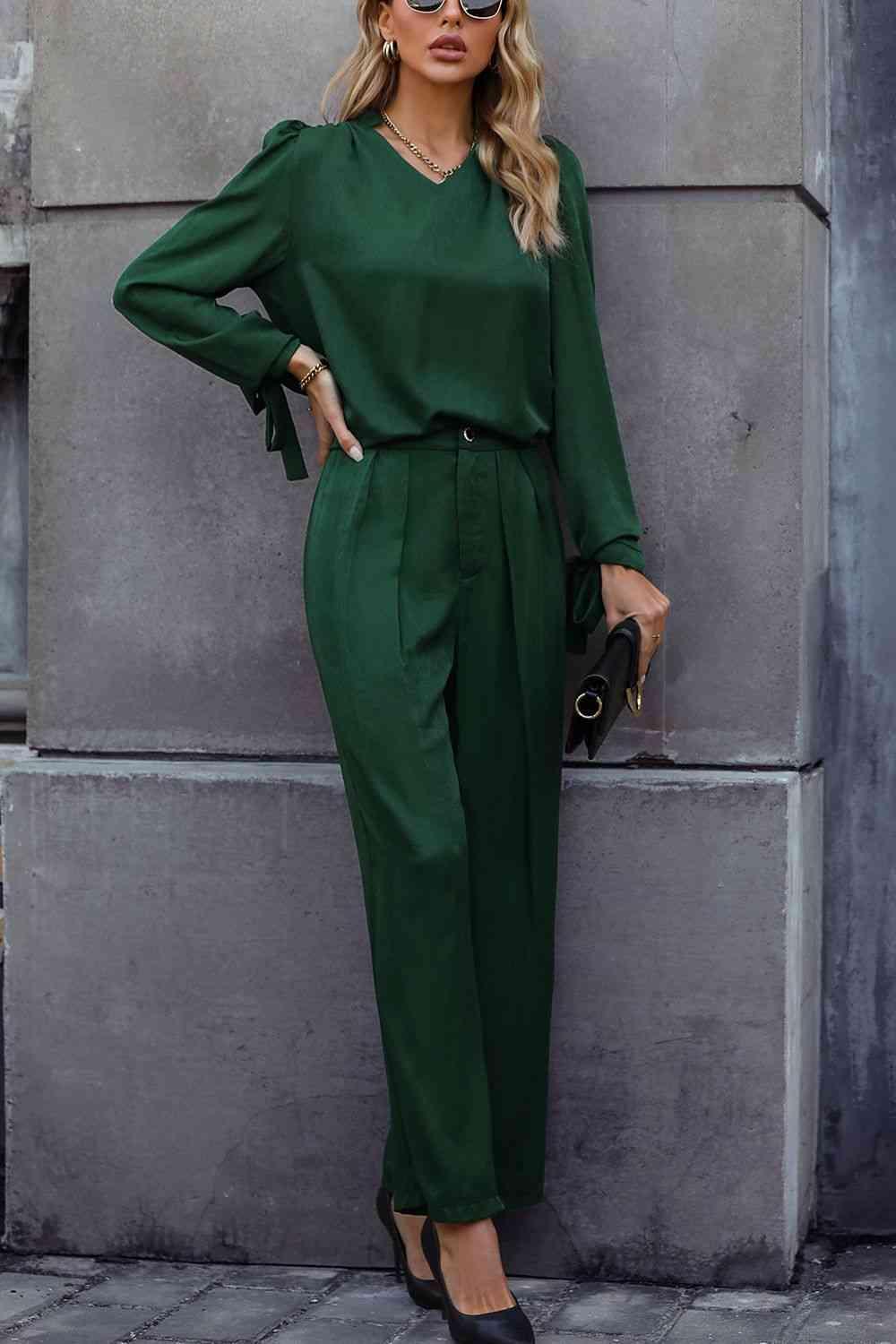 Office Look Wide Leg Pants And Top Set - MXSTUDIO.COM