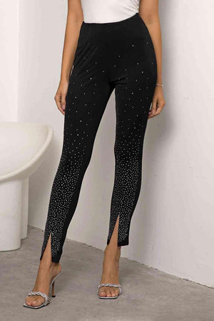 Office To Leisure Slit High Waisted Black Skinny Pants - MXSTUDIO.COM