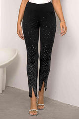 Office To Leisure Slit High Waisted Black Skinny Pants - MXSTUDIO.COM