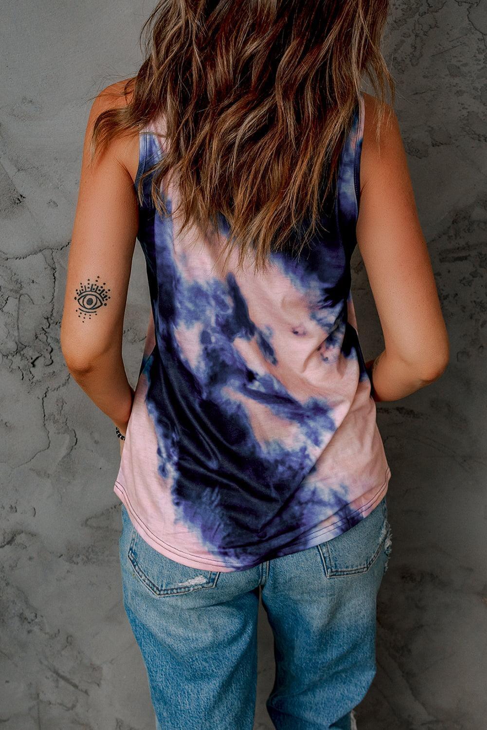 On The Go Crisscross Tie Dye Tank Top - MXSTUDIO.COM