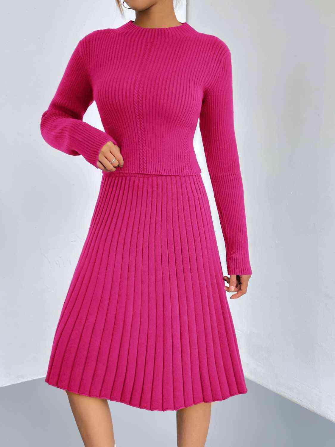 On The Go Rib-Knit Sweater and Skirt Set-MXSTUDIO.COM
