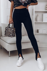 On The Go Ribbed High Waist Slit Leggings - MXSTUDIO.COM