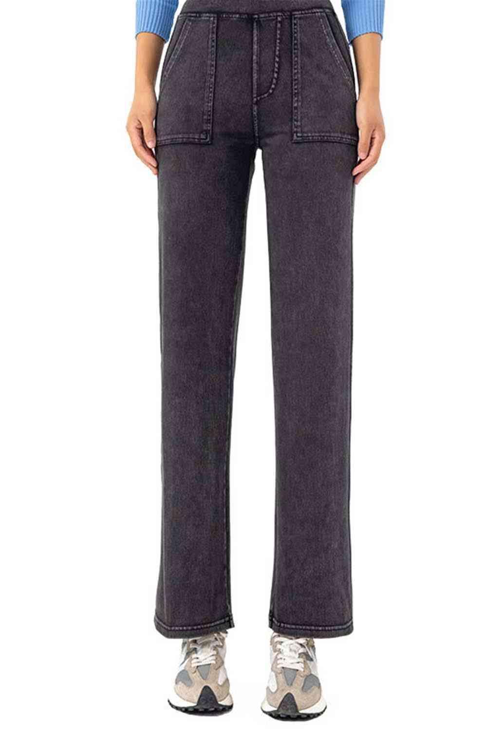 On The Go Spandex Mid Rise Straight Leg Jeans - MXSTUDIO.COM