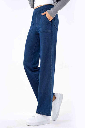 On The Go Spandex Mid Rise Straight Leg Jeans - MXSTUDIO.COM