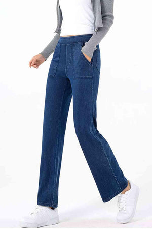 On The Go Spandex Mid Rise Straight Leg Jeans - MXSTUDIO.COM