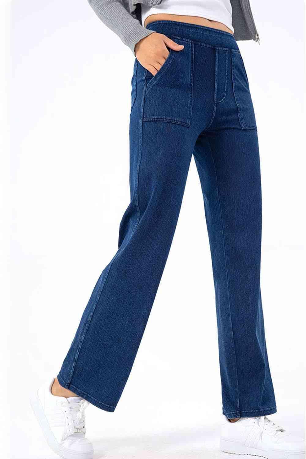 On The Go Spandex Mid Rise Straight Leg Jeans - MXSTUDIO.COM