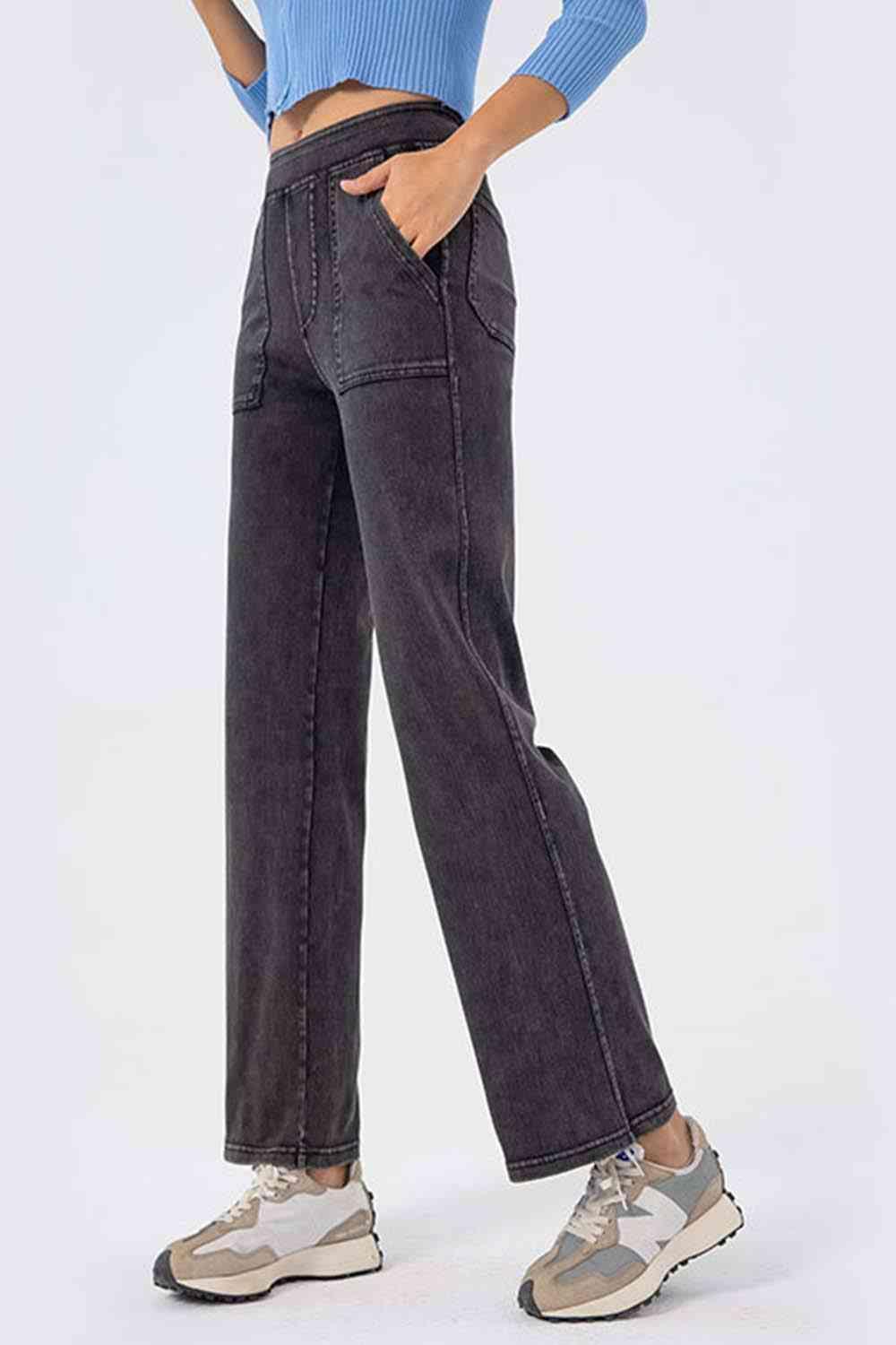 On The Go Spandex Mid Rise Straight Leg Jeans - MXSTUDIO.COM