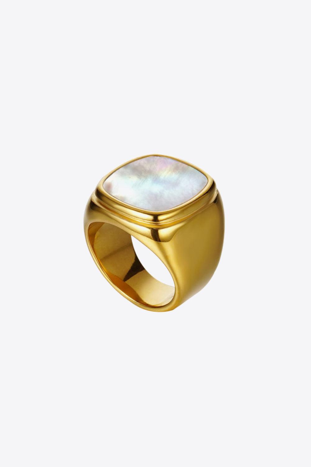 On Trend 18K Gold-Plated Mother Of Pearl Ring - MXSTUDIO.COM